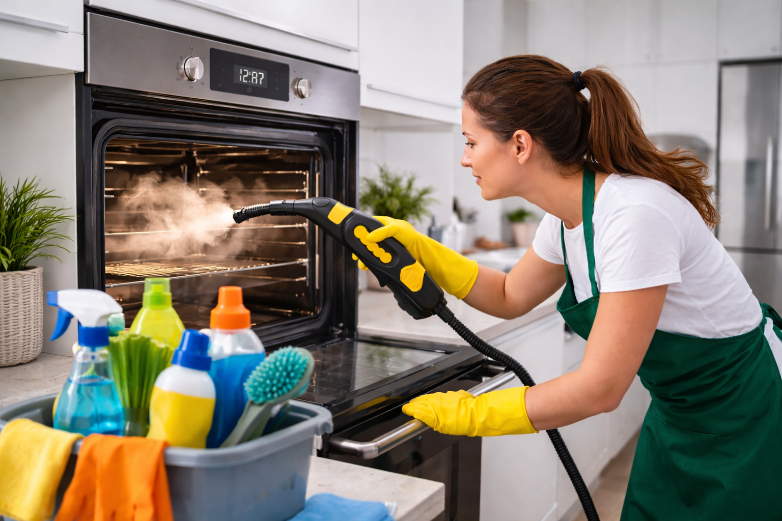 Parní čištění kuchyně včetně spotřebičů.